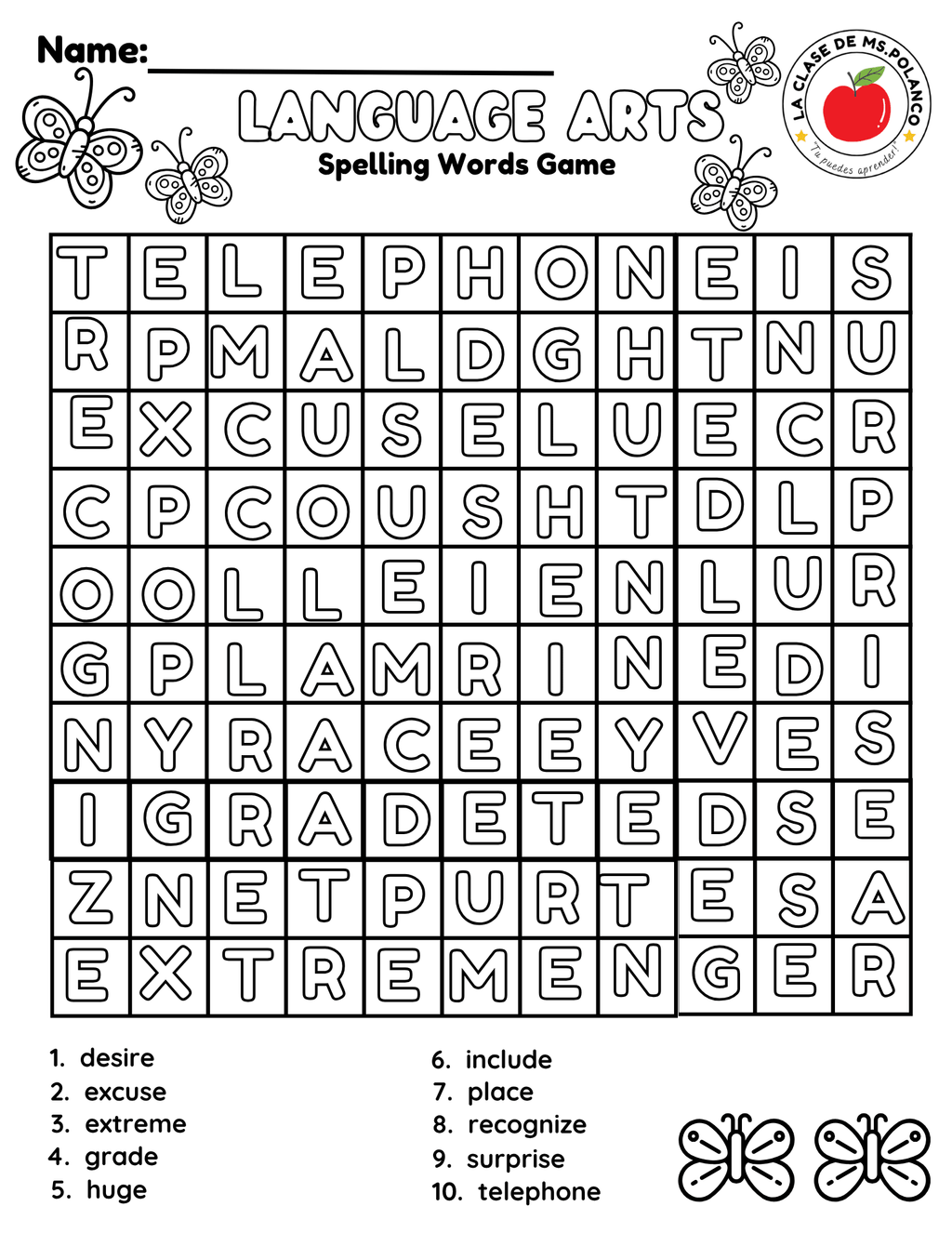 Bilingual Benchmark ELA Unit 5 Week 1 Spelling Word Search & Printable Activities - Betty & Bloom Press