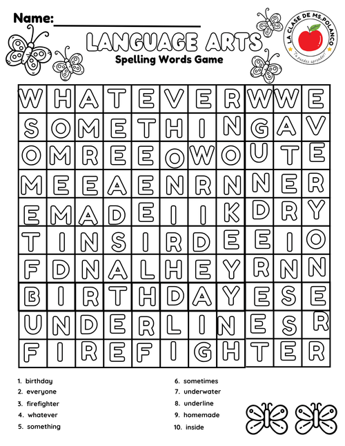 Bilingual Benchmark ELA Unit 2 Week 3 Spelling Word Search & Printable Activities - Betty & Bloom Press