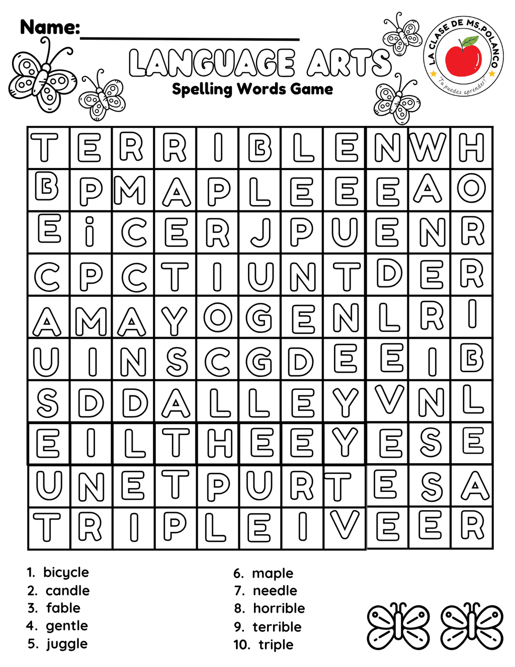 Bilingual Benchmark ELA Unit 4 Week 2 Spelling Word Search & Printable Activities - Betty & Bloom Press