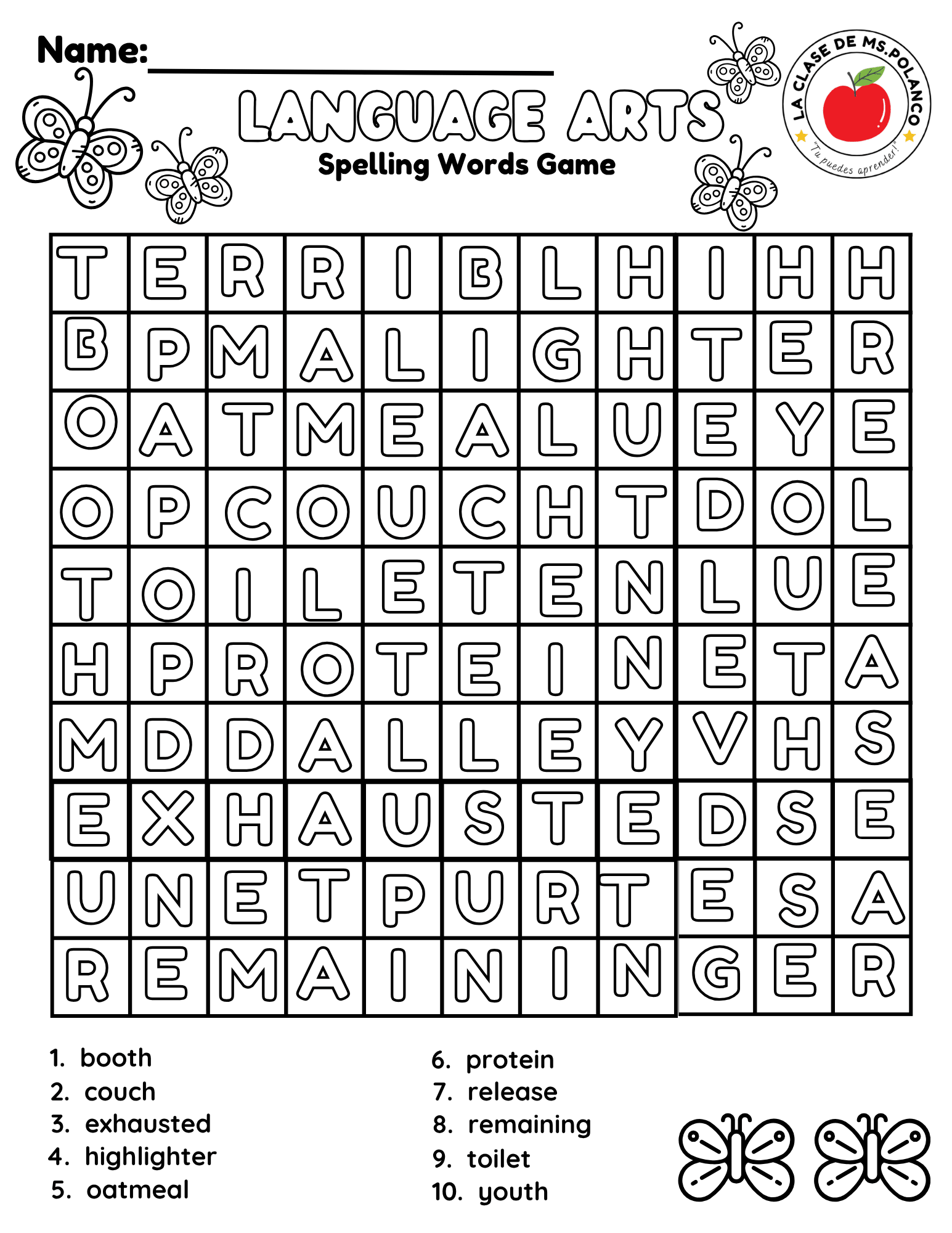 Bilingual Benchmark ELA Unit 4 Week 3 Spelling Word Search & Printable Activities - Betty & Bloom Press