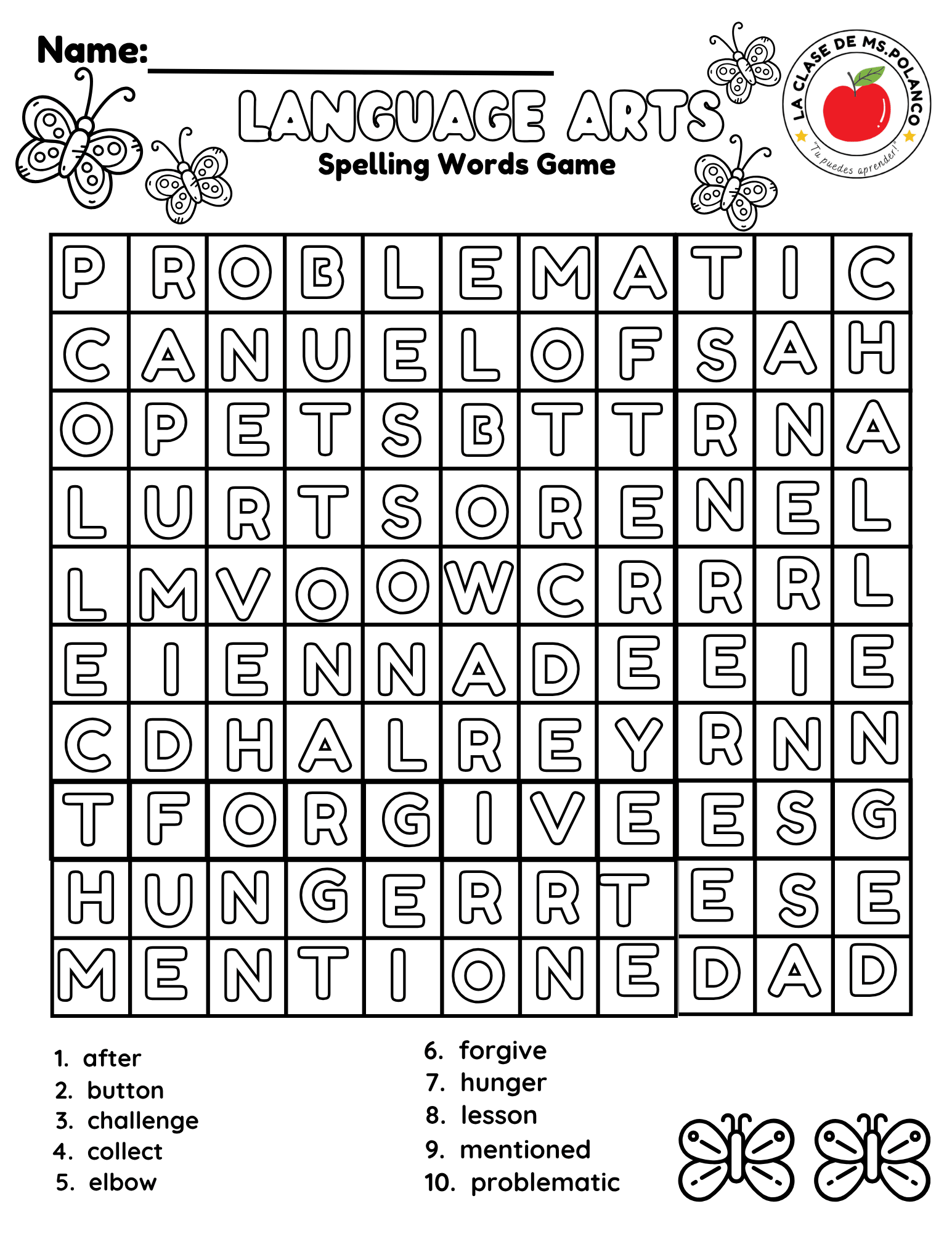 Bilingual Benchmark ELA Unit 3 Week 3 Spelling Word Search & Printable Activities - Betty & Bloom Press