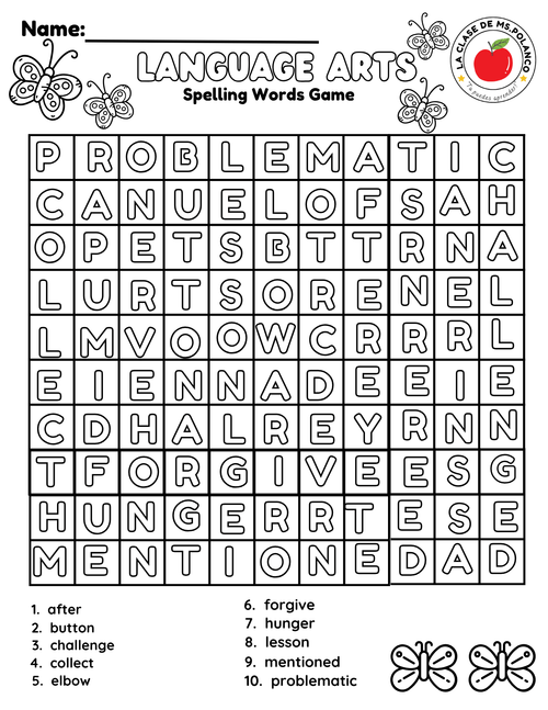 Bilingual Benchmark ELA Unit 3 Week 3 Spelling Word Search & Printable Activities - Betty & Bloom Press