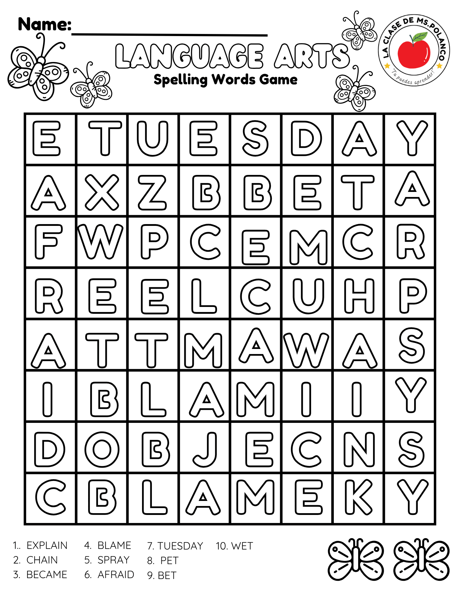 Bilingual Benchmark Spelling Words Practice | Unit 1 Week 2 | Word Search Writing Activities - Betty & Bloom Press