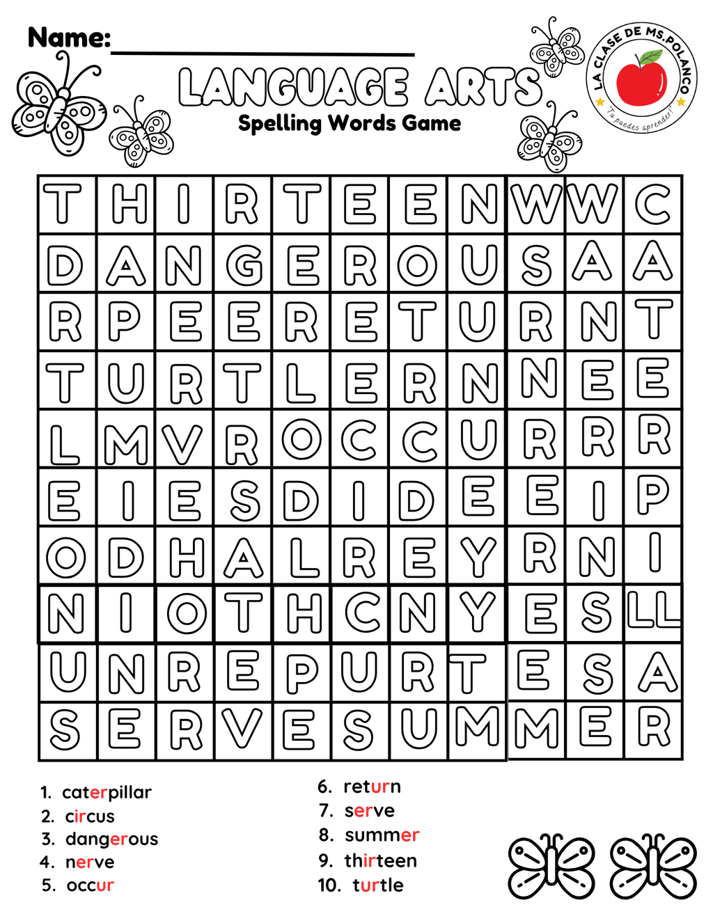 Bilingual Benchmark ELA Unit 3 Week 2 Spelling Word Search & Printable Activities - Betty & Bloom Press