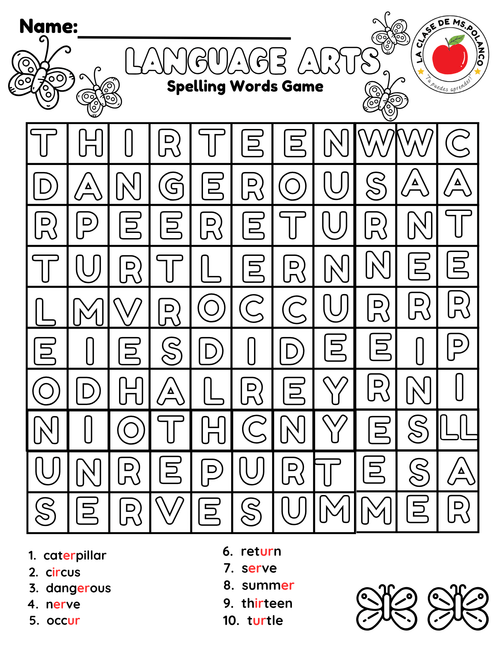 Bilingual Benchmark ELA Unit 3 Week 2 Spelling Word Search & Printable Activities - Betty & Bloom Press