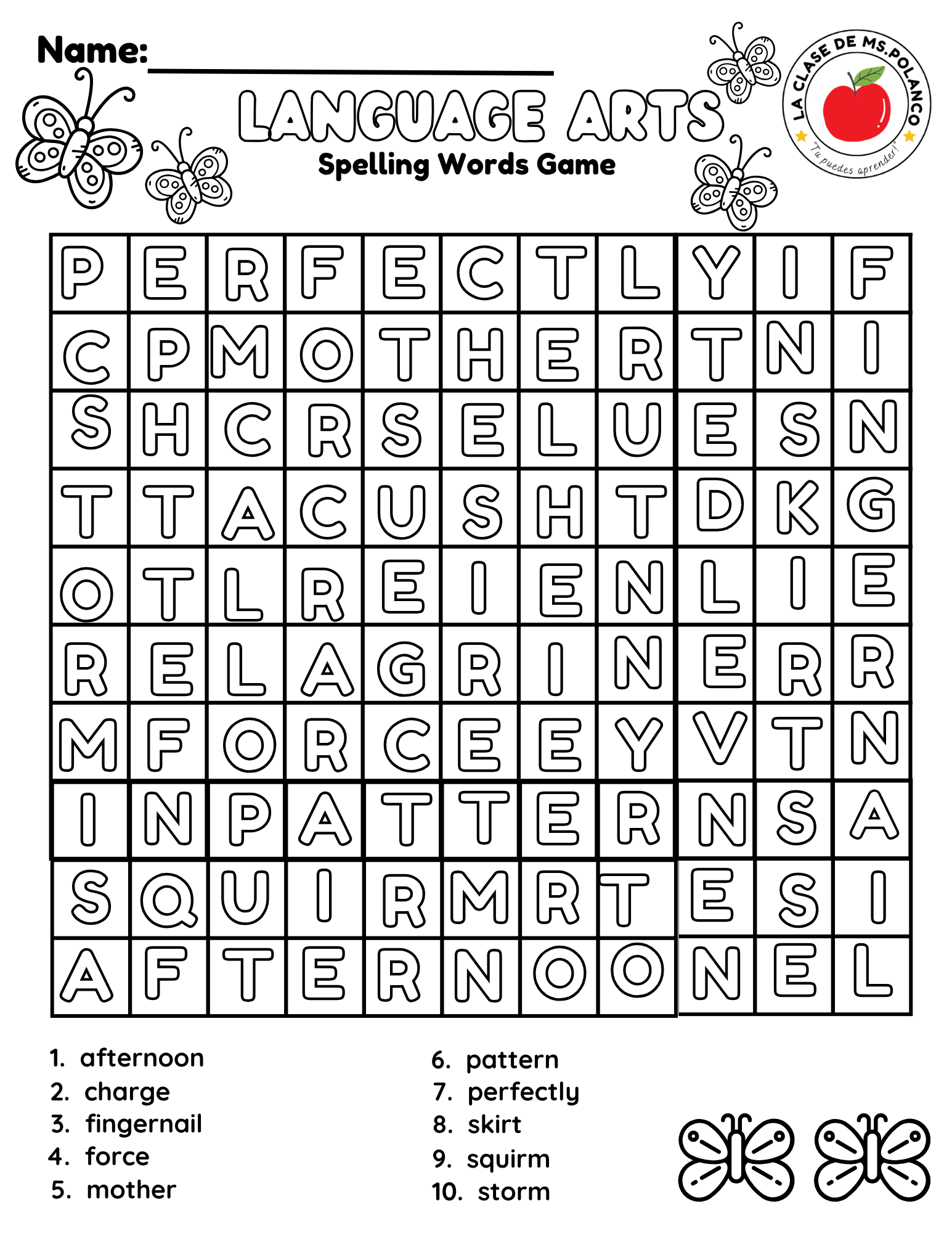 Bilingual Benchmark ELA Unit 5 Week 2 Spelling Word Search & Printable Activities - Betty & Bloom Press