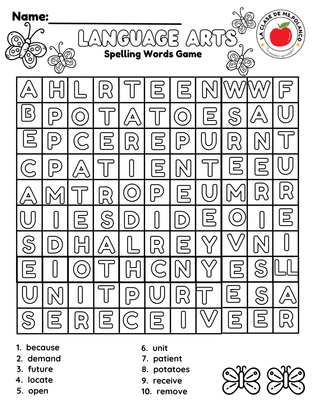 Bilingual Benchmark ELA Unit 4 Week 1 Spelling Word Search & Printable Activities - Betty & Bloom Press