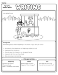 Bilingual Narrative Writing Picture Prompt | NJSLA Style Writing Worksheet | Beginning Middle End - Betty & Bloom Press