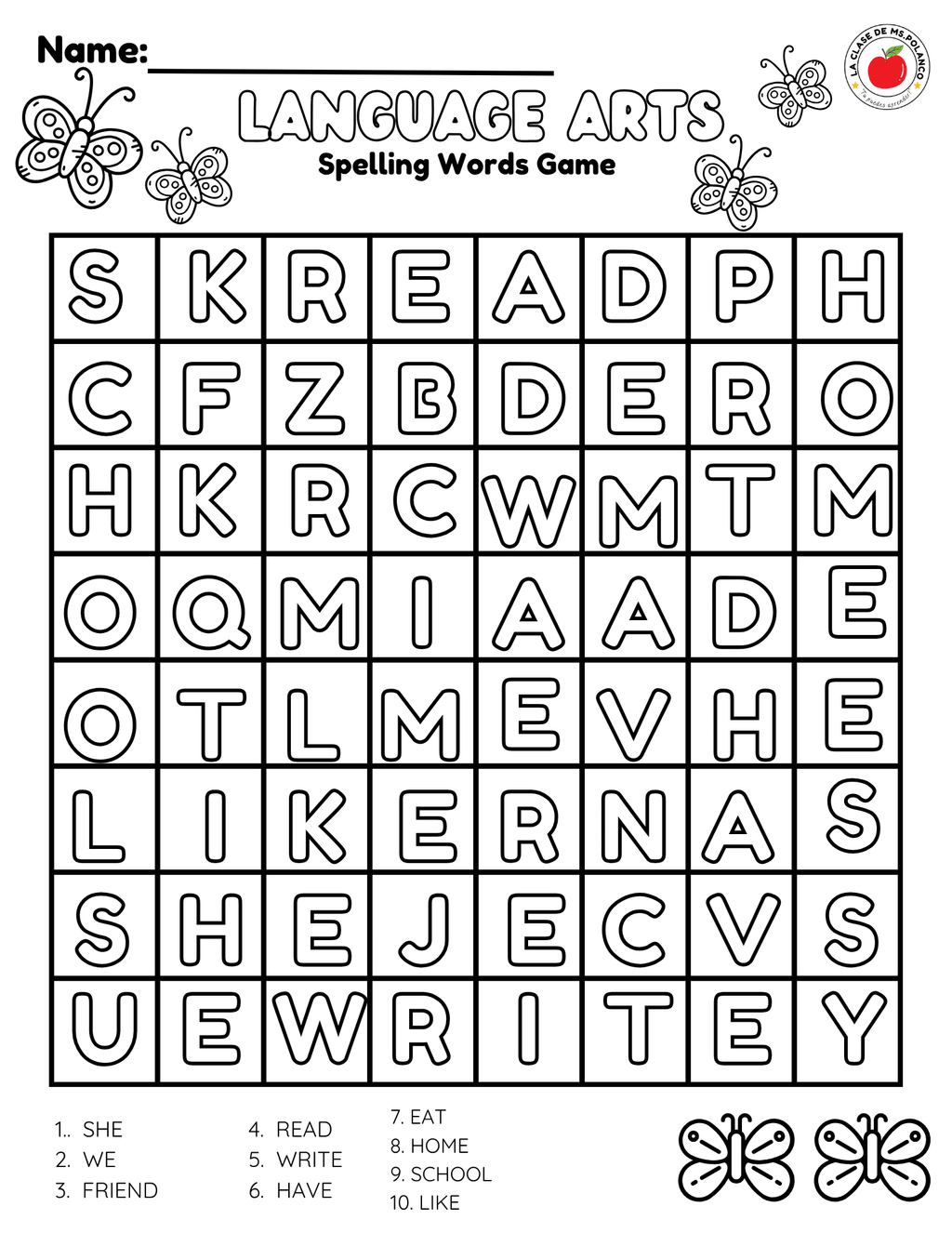 Bilingual Benchmark Spelling Words Practice | Unit 1 Lesson 1 | Word Search Writing Activities - Betty & Bloom Press