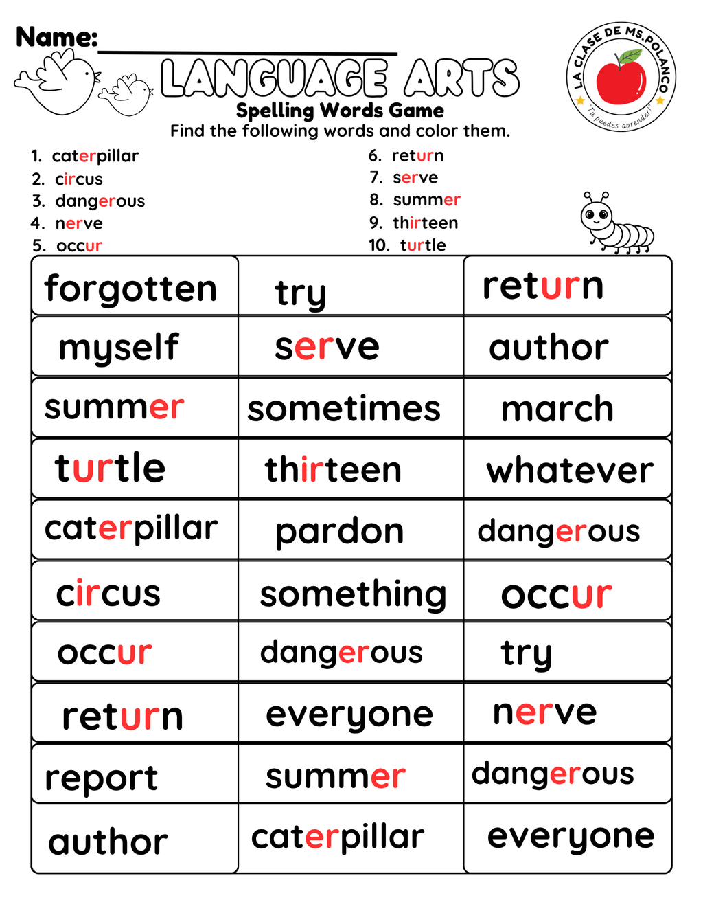 Bilingual Benchmark ELA Unit 3 Week 2 Spelling Word Search & Printable Activities - Betty & Bloom Press