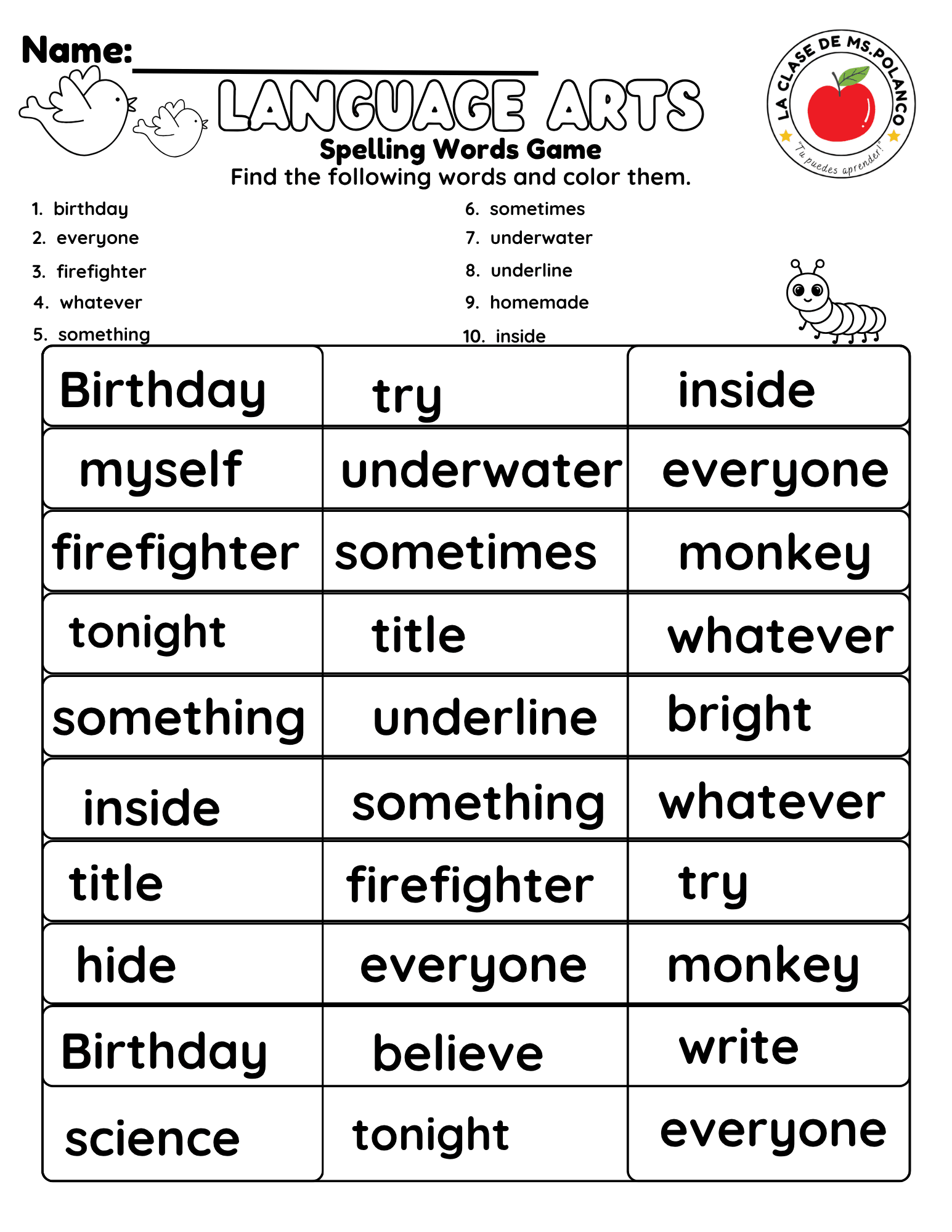 Bilingual Benchmark ELA Unit 2 Week 3 Spelling Word Search & Printable Activities - Betty & Bloom Press