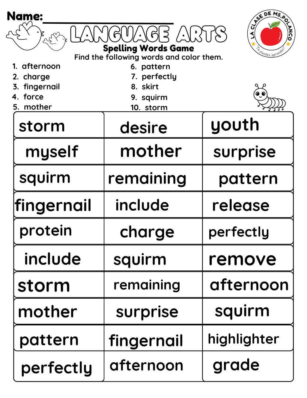 Bilingual Benchmark ELA Unit 5 Week 2 Spelling Word Search & Printable Activities - Betty & Bloom Press