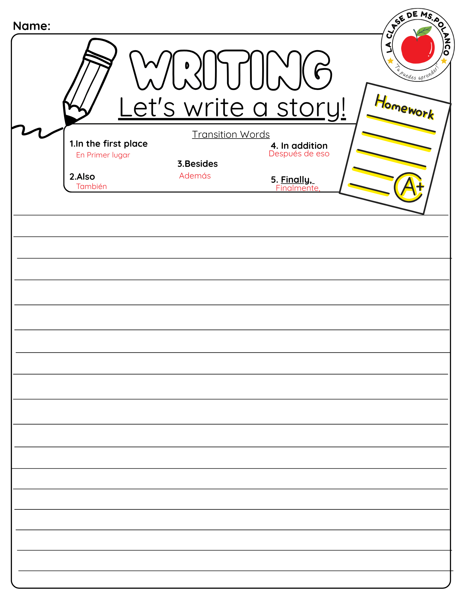 Bilingual Opinion Writing Picture Prompt | NJSLA Style Writing Worksheet | Homework Every Day - Betty & Bloom Press