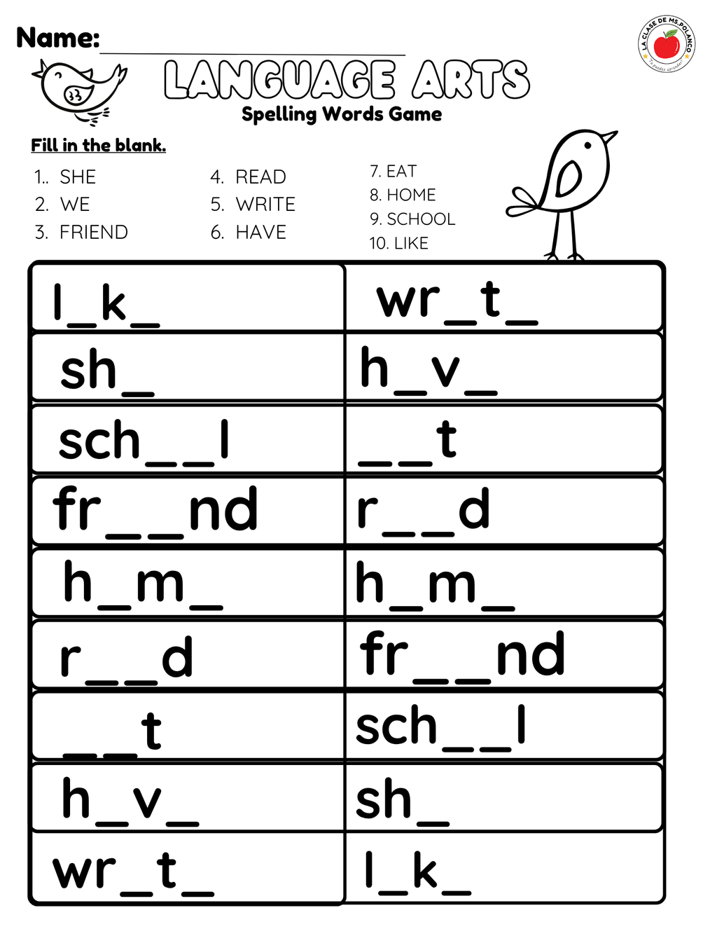 Bilingual Benchmark Spelling Words Practice | Unit 1 Lesson 1 | Word Search Writing Activities - Betty & Bloom Press