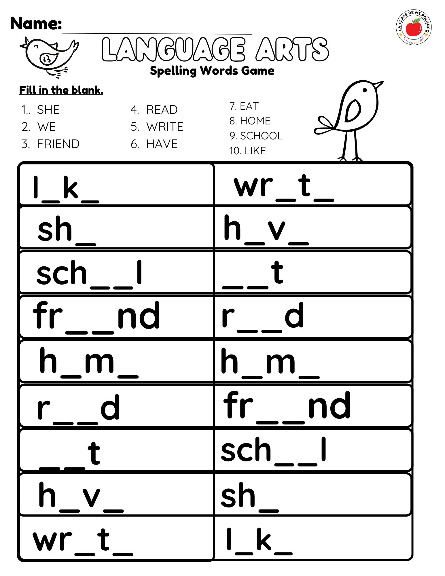 Bilingual Benchmark Spelling Words Practice | Unit 1 Lesson 1 | Word Search Writing Activities - Betty & Bloom Press