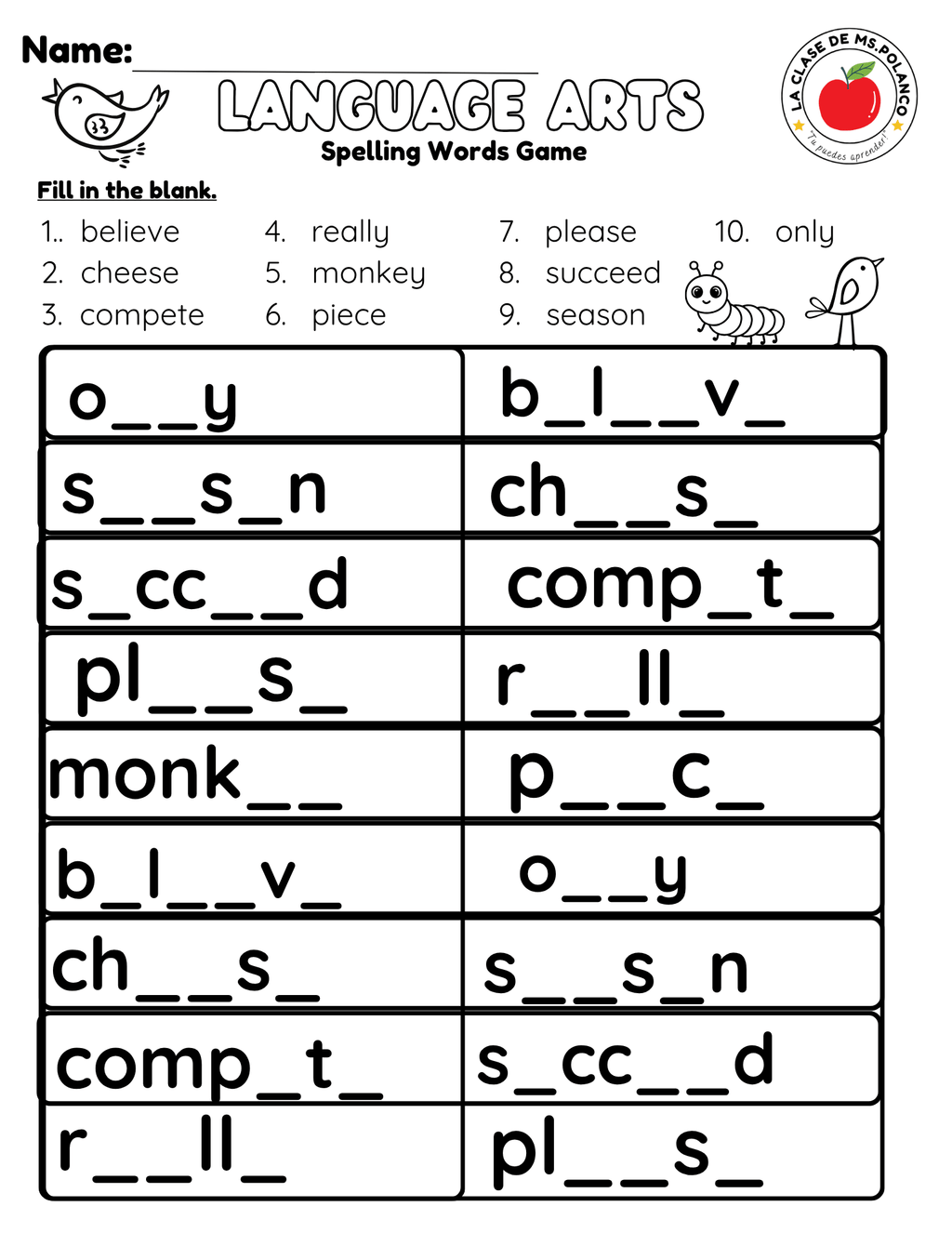 Bilingual Benchmark Spelling Words Practice | Unit 2 Week 1 | Word Search Writing Activities - Betty & Bloom Press