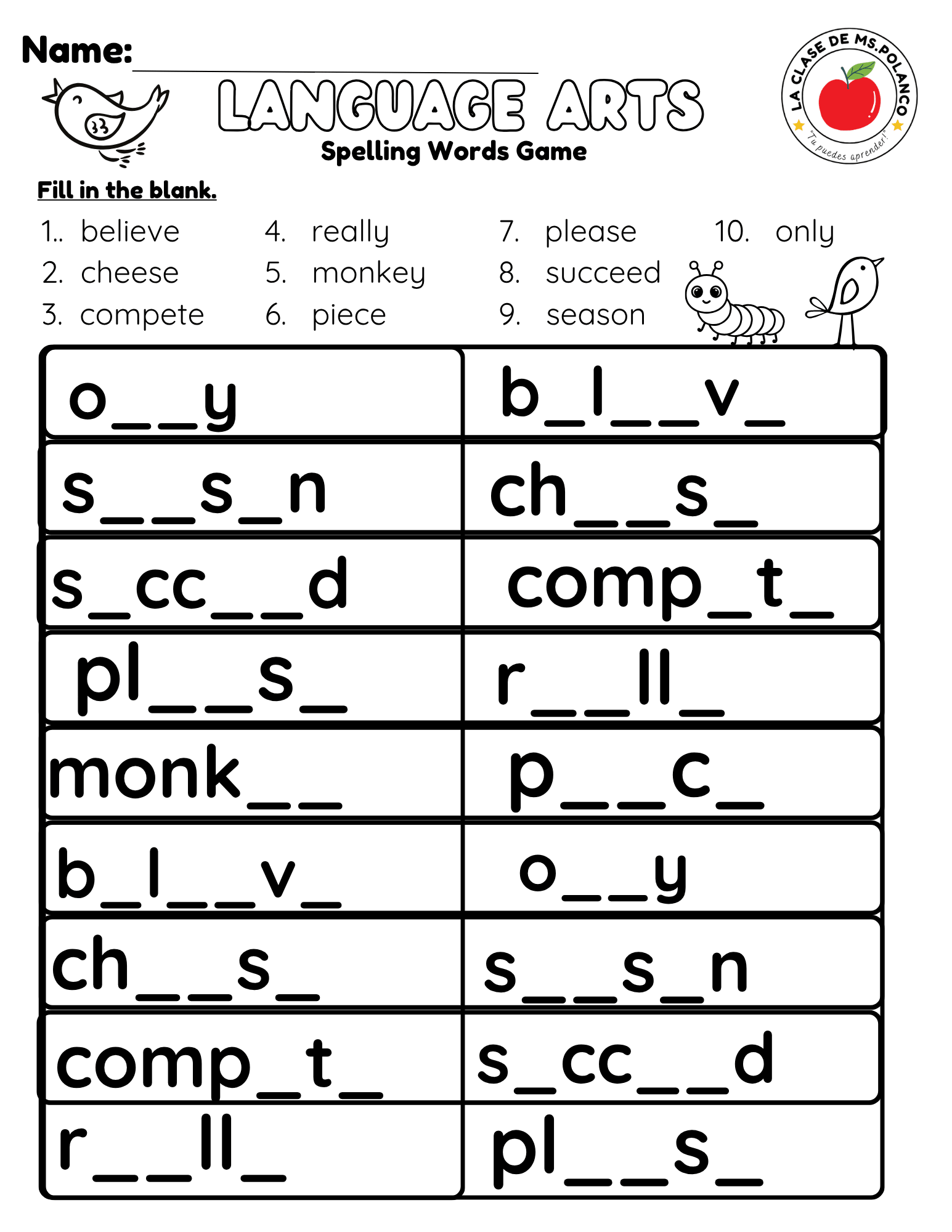 Bilingual Benchmark Spelling Words Practice | Unit 2 Week 1 | Word Search Writing Activities - Betty & Bloom Press