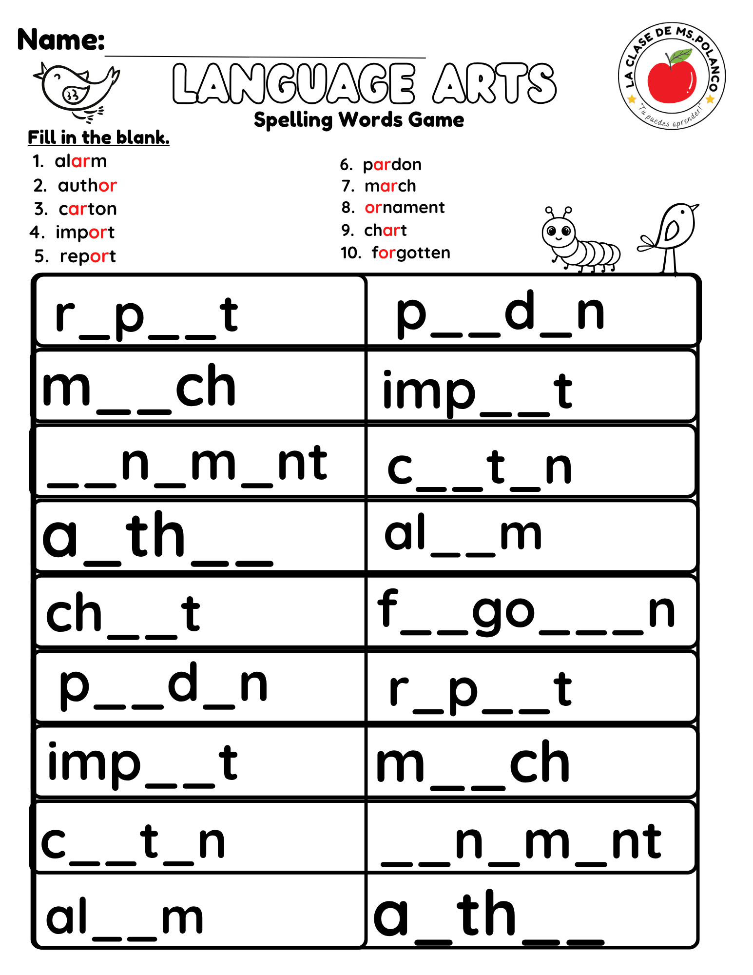 Bilingual Benchmark ELA Unit 3 Week 1 Spelling Word Search & Printable Activities - Betty & Bloom Press