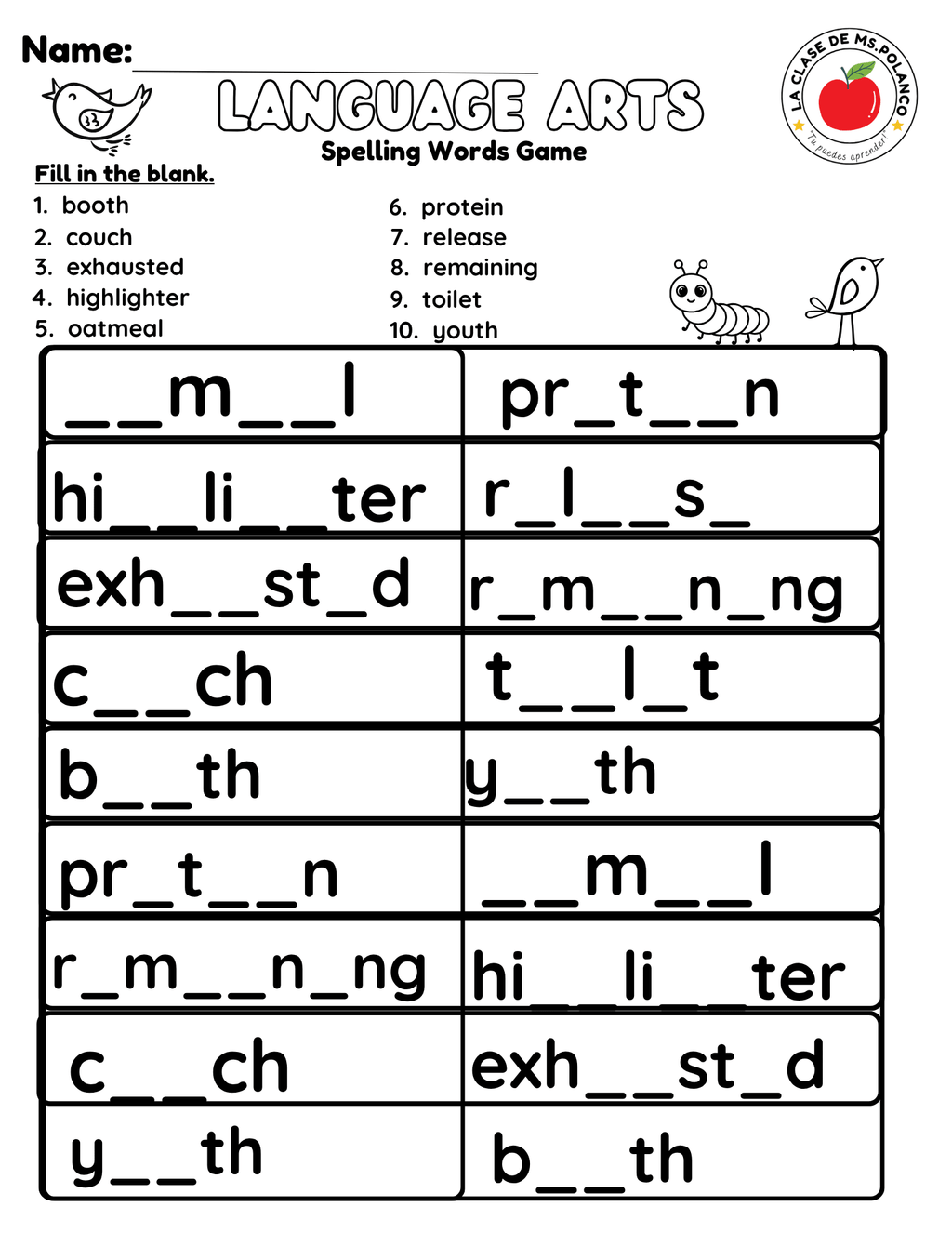 Bilingual Benchmark ELA Unit 4 Week 3 Spelling Word Search & Printable Activities - Betty & Bloom Press
