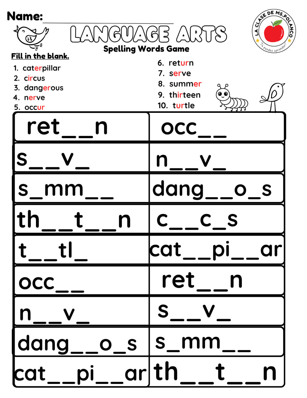 Bilingual Benchmark ELA Unit 3 Week 2 Spelling Word Search & Printable Activities - Betty & Bloom Press