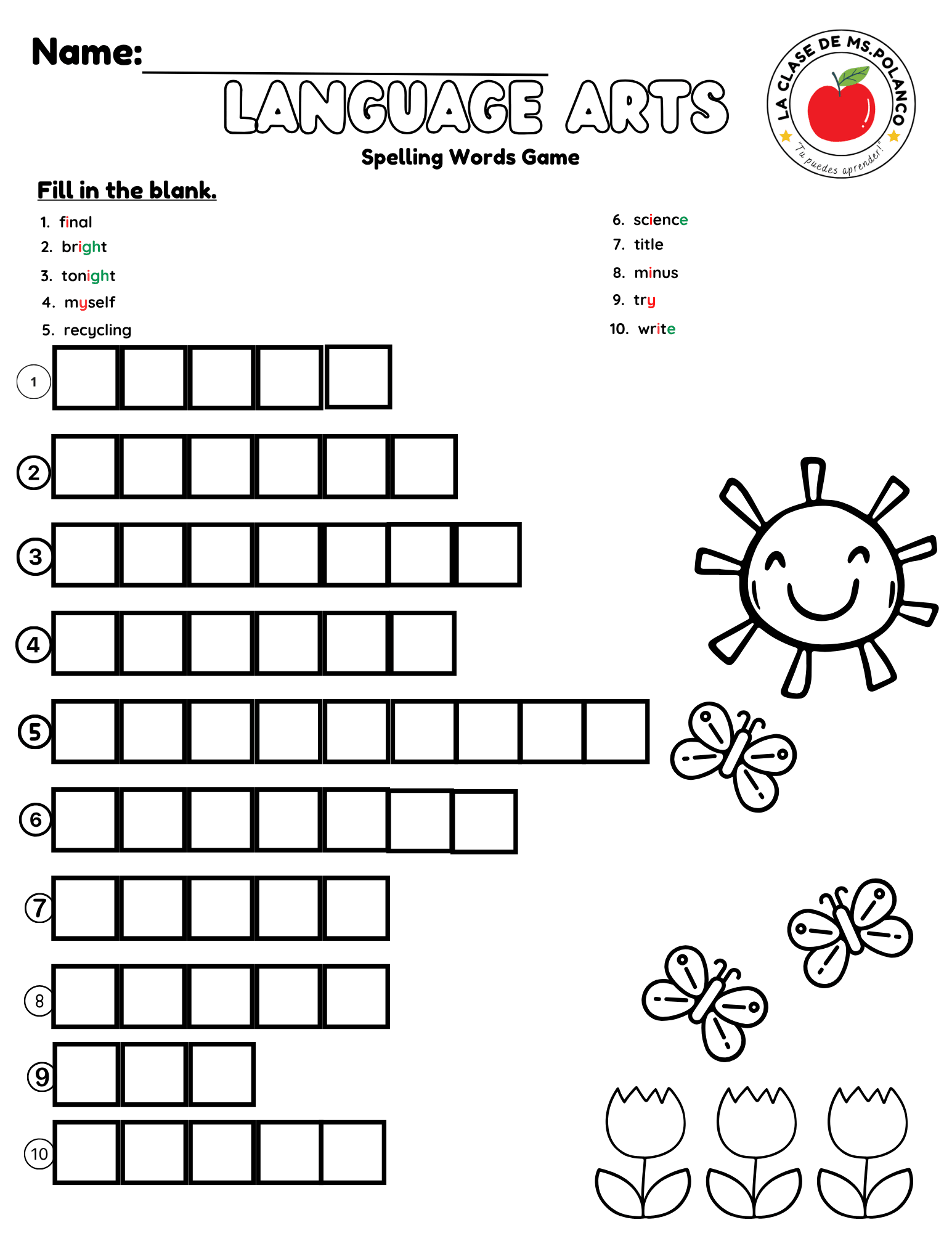 Bilingual Benchmark ELA Unit 2 Week 2 Spelling Activities Printable Worksheets - Betty & Bloom Press
