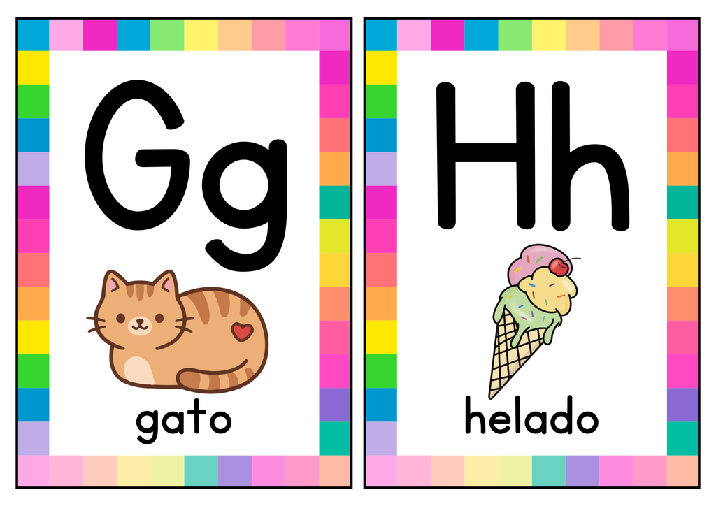 Spanish Alphabet Flashcards for Kids | Printable ABC Cards in Spanish | Bilingual Classroom & Homeschool Resource
