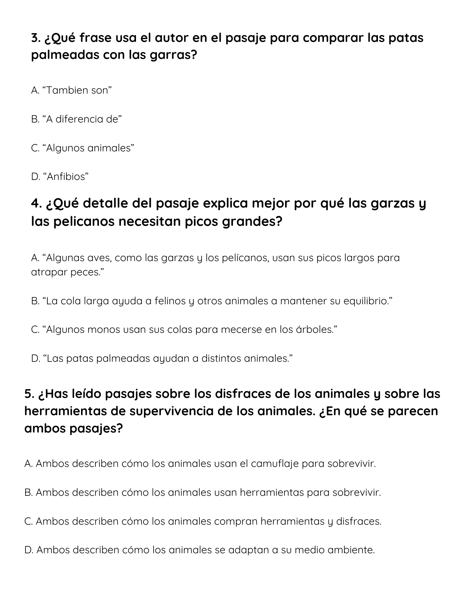 NJSLA Reading Comprehension Worksheet Benchmark Grade 3 Unit 1 Week 1 Day 2 | Animal Survival Tools Informational Text | Part A Part B Writing ELA Activity Bilingual English Spanish