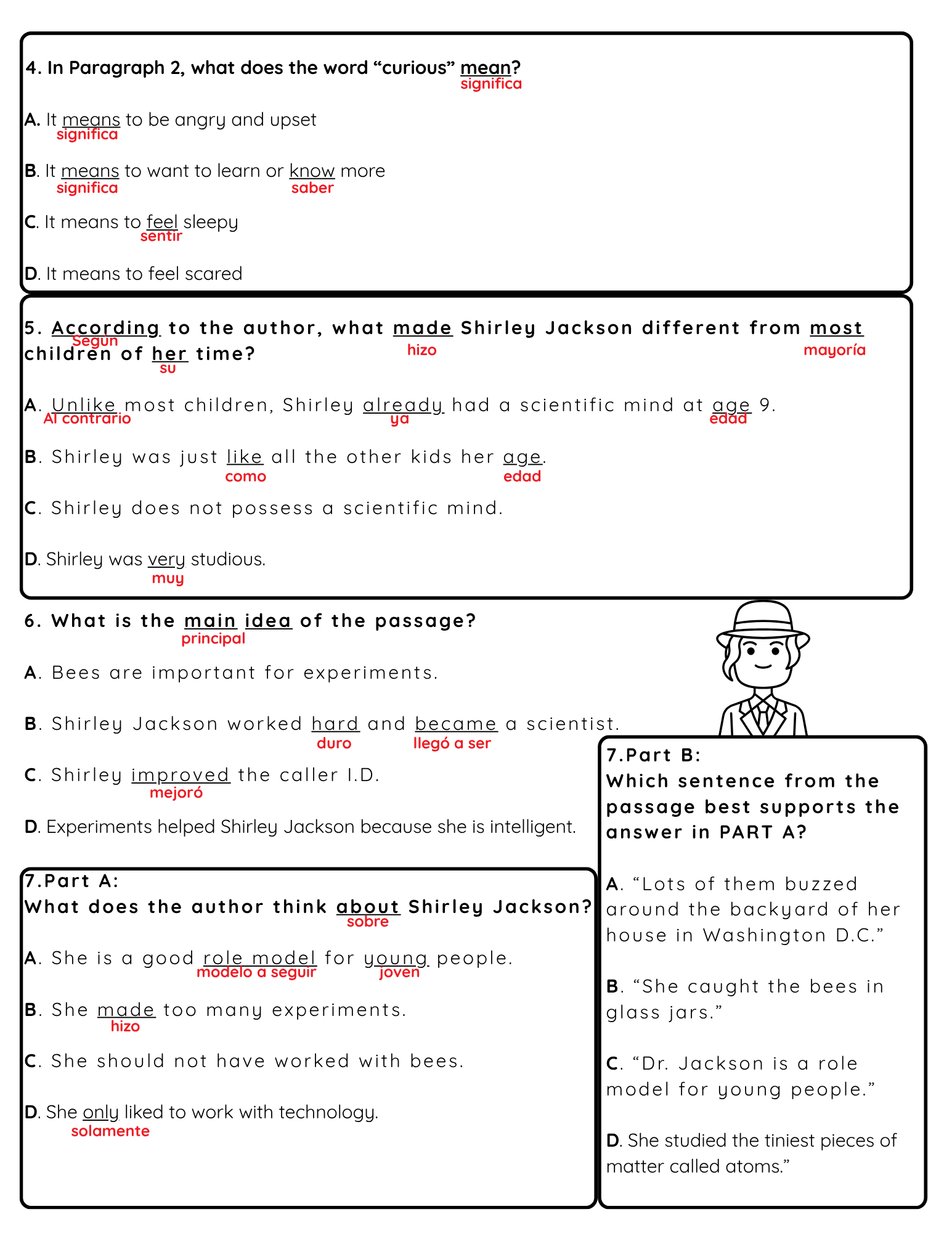 NJSLA Reading Comprehension Worksheet Benchmark Unit 5 Week 1 | Shirley Jackson Informational Text | RACE Writing Strategy | ELA Test Prep | Bilingual English Spanish