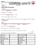 NJSLA Reading Comprehension Worksheet Benchmark Grade 3 Unit 1 Week 2 Day 1 | Animal Body Coverings Informational Text | Part A Part B Writing ELA Activity Bilingual English Spanish
