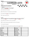 NJSLA Reading Comprehension Worksheet Benchmark Grade 3 Unit 1 Week 3 Day 2 | Camel Adaptations Informational Text | Part A Part B Writing ELA Activity Bilingual English Spanish