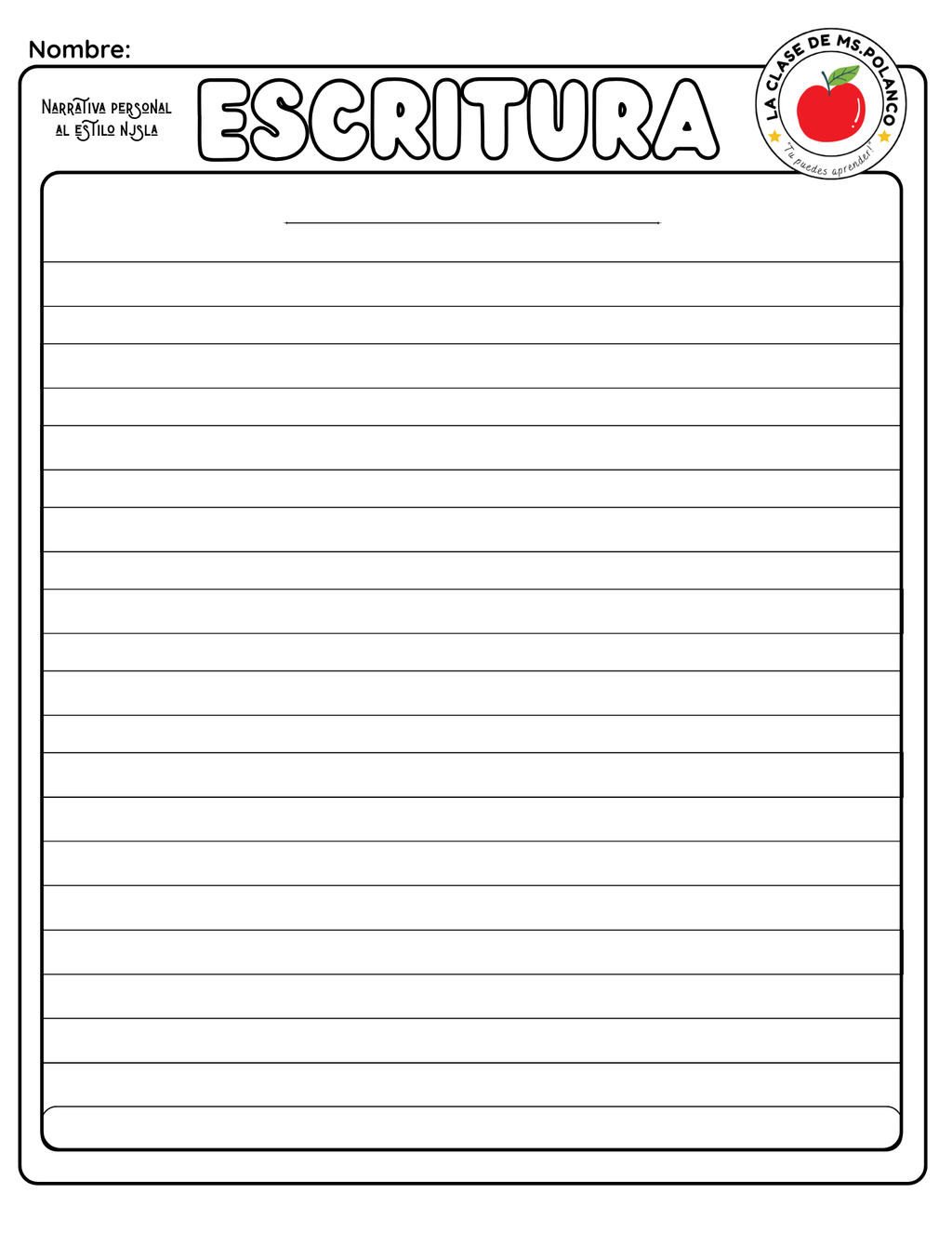 Bilingual Personal Narrative Writing Worksheet | NJSLA Style | Grades 2–3 | English & Spanish Recess Story Activity