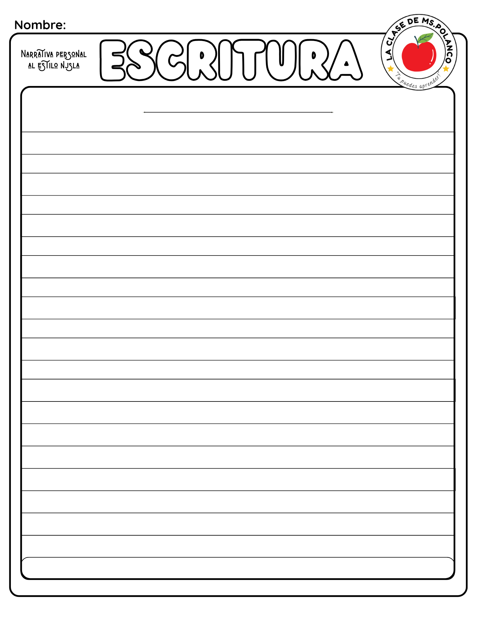 Bilingual Personal Narrative Writing Worksheet | NJSLA Style | Grades 2–3 | English & Spanish Recess Story Activity