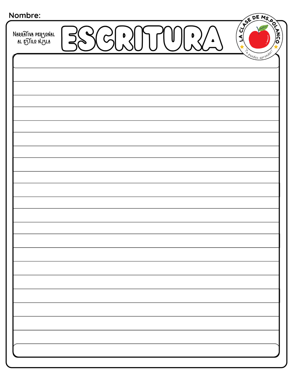 Bilingual Personal Narrative Writing Worksheet | NJSLA Style | Grades 2–3 | English & Spanish Recess Story Activity