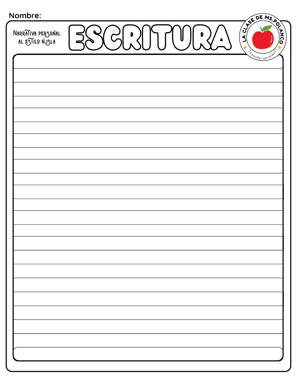 Bilingual Personal Narrative Writing Worksheet | NJSLA Style | Grades 2–3 | English & Spanish Recess Story Activity